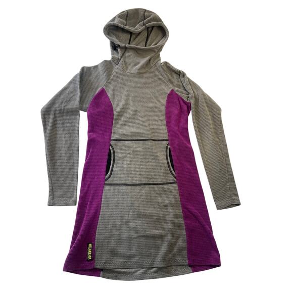 Melanzana Micro Grid Dress Gray Purple Pockets Hoodie Outdoors Women's Medium - Picture 1 of 7